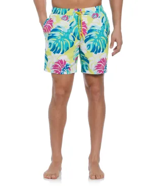 Tropical Leaf Print Swim Short