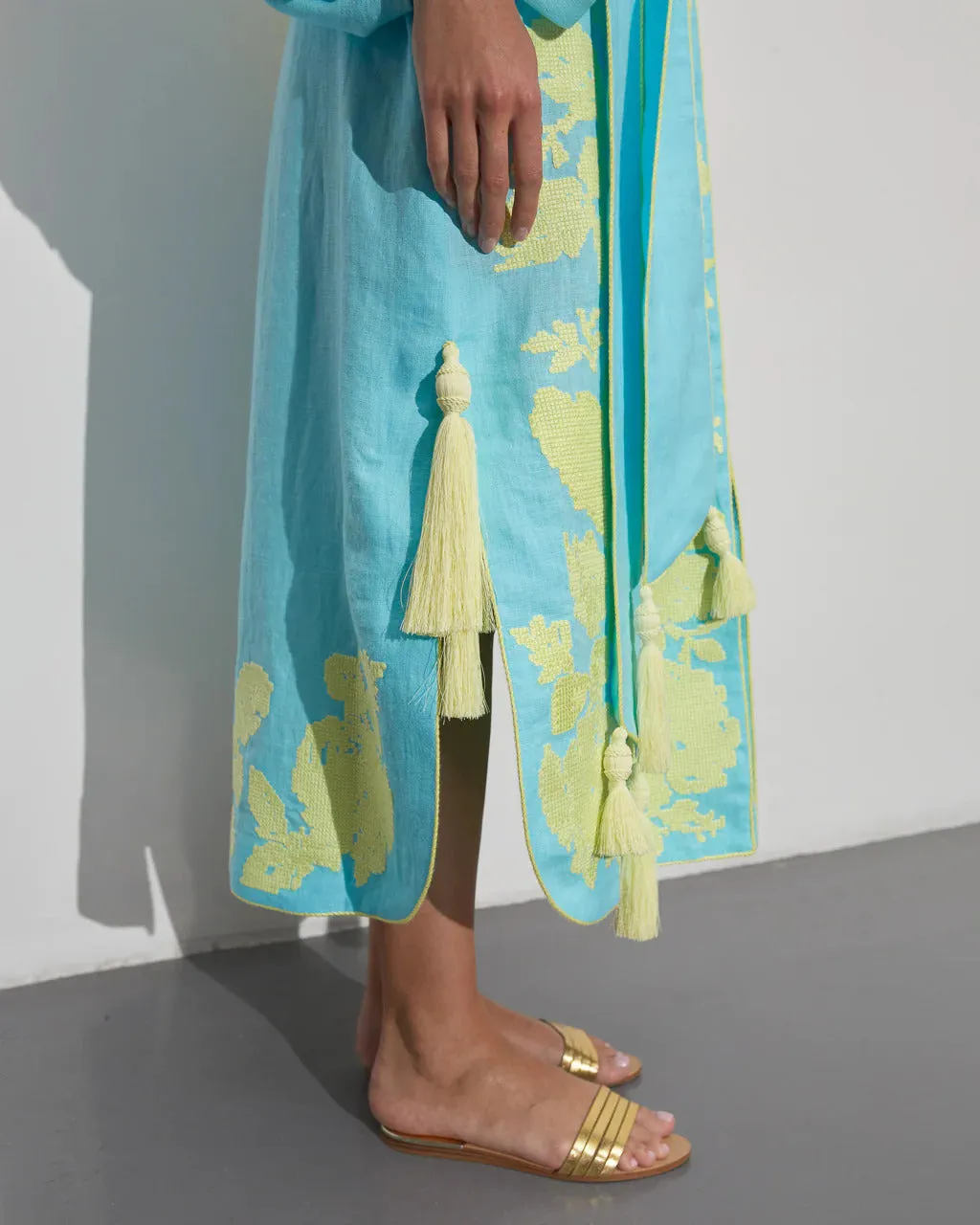Turquoise embroidered dress
