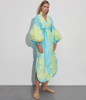 Turquoise embroidered dress