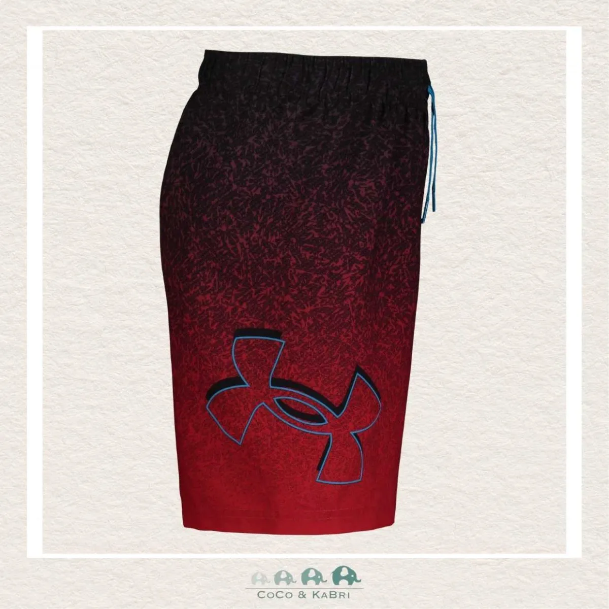 Under Armour Boys Youth: Tipped Logo Volley Swim Trunks - Red