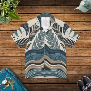 Vibrant Summer Vibes Hawaiian Camp Shirt Wave Prints
