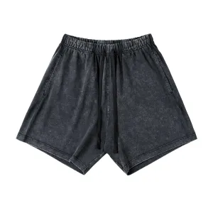 Washed Elastic Waist Shorts