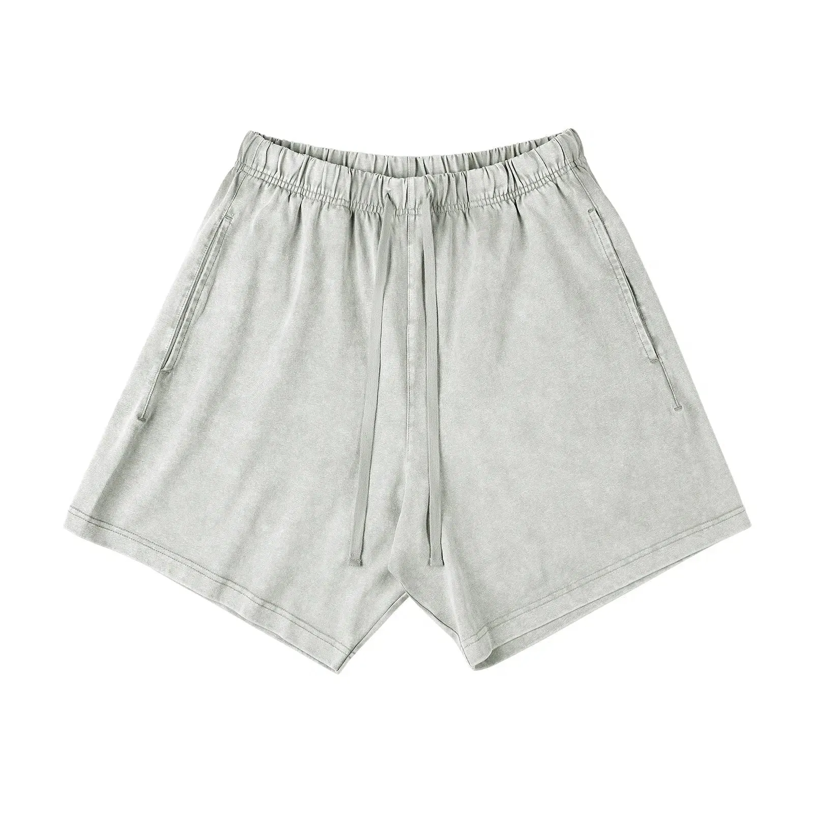 Washed Elastic Waist Shorts