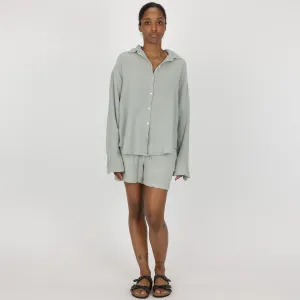 Womens Cotton Double Gauze Shorts - Metal
