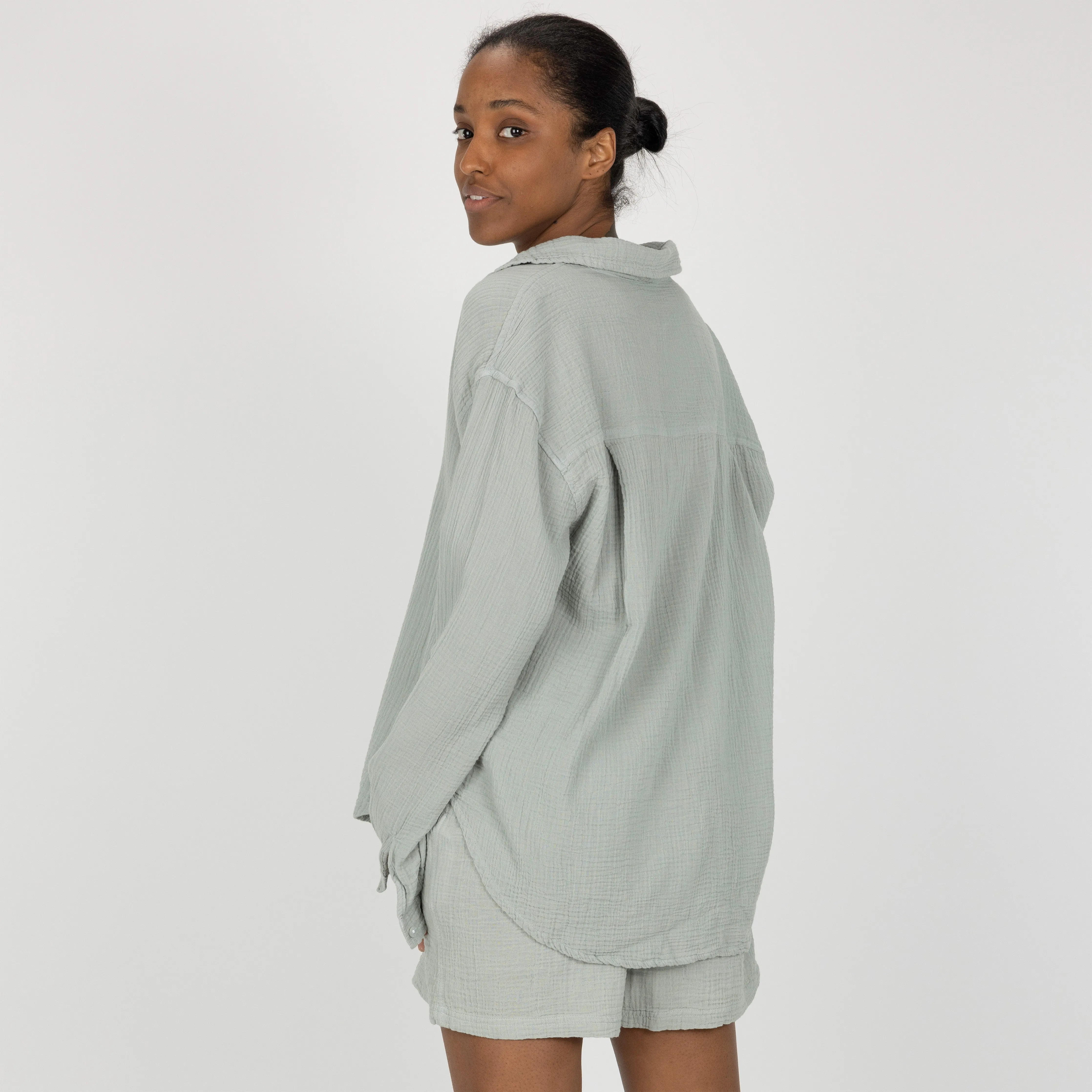 Womens Cotton Double Gauze Shorts - Metal