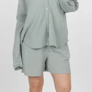 Womens Cotton Double Gauze Shorts - Mirage Grey