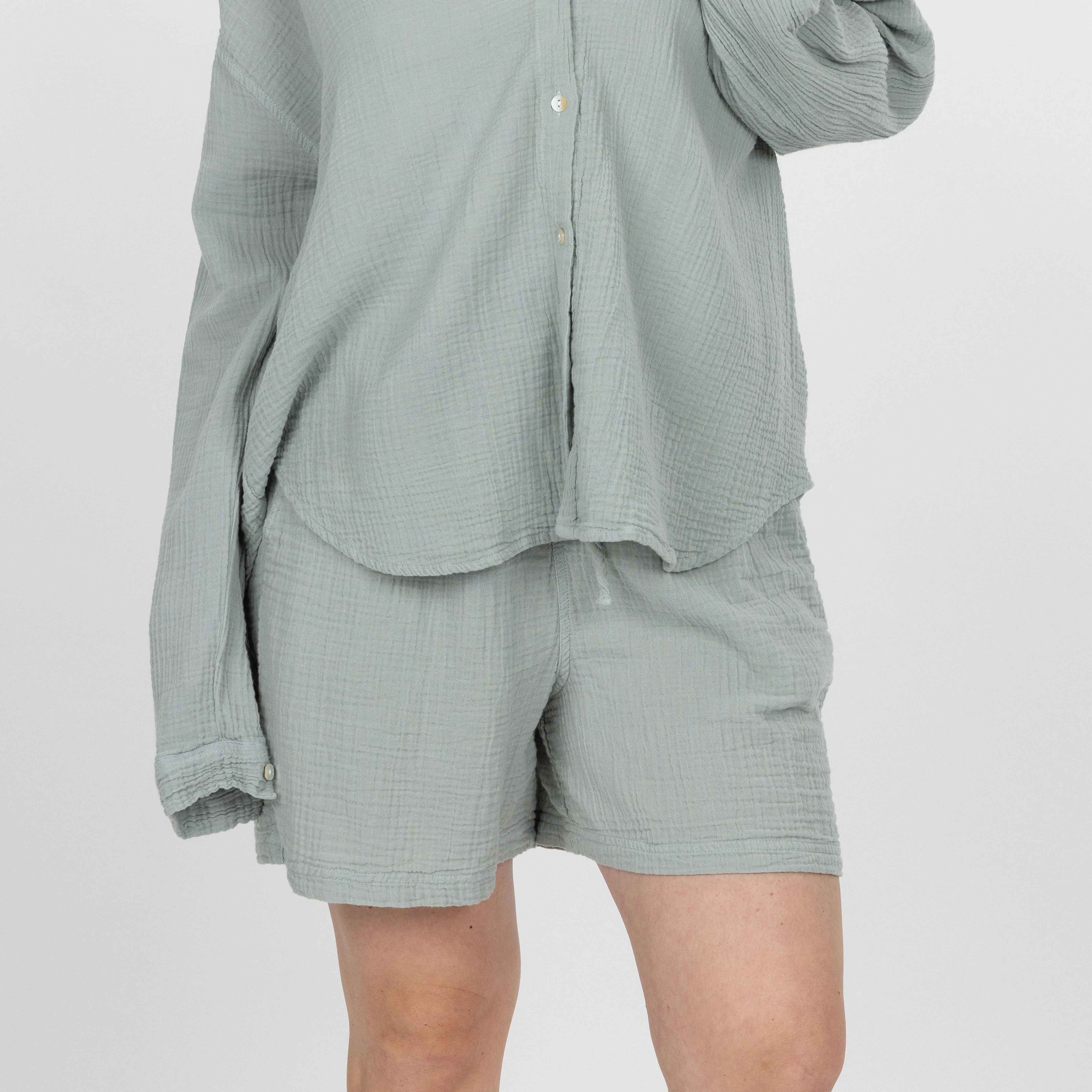 Womens Cotton Double Gauze Shorts - Mirage Grey