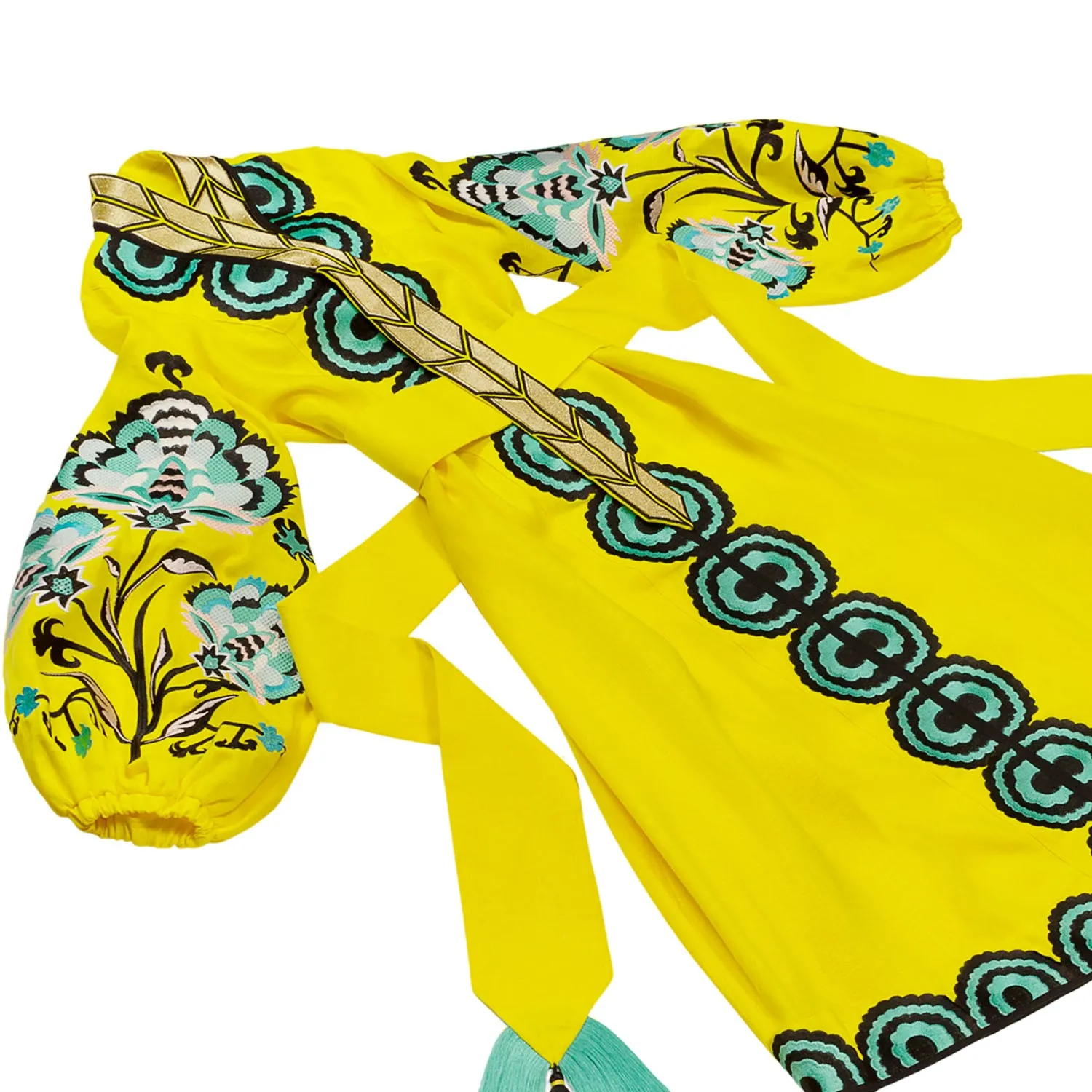 Yellow embroidered dress