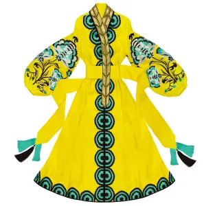 Yellow embroidered dress
