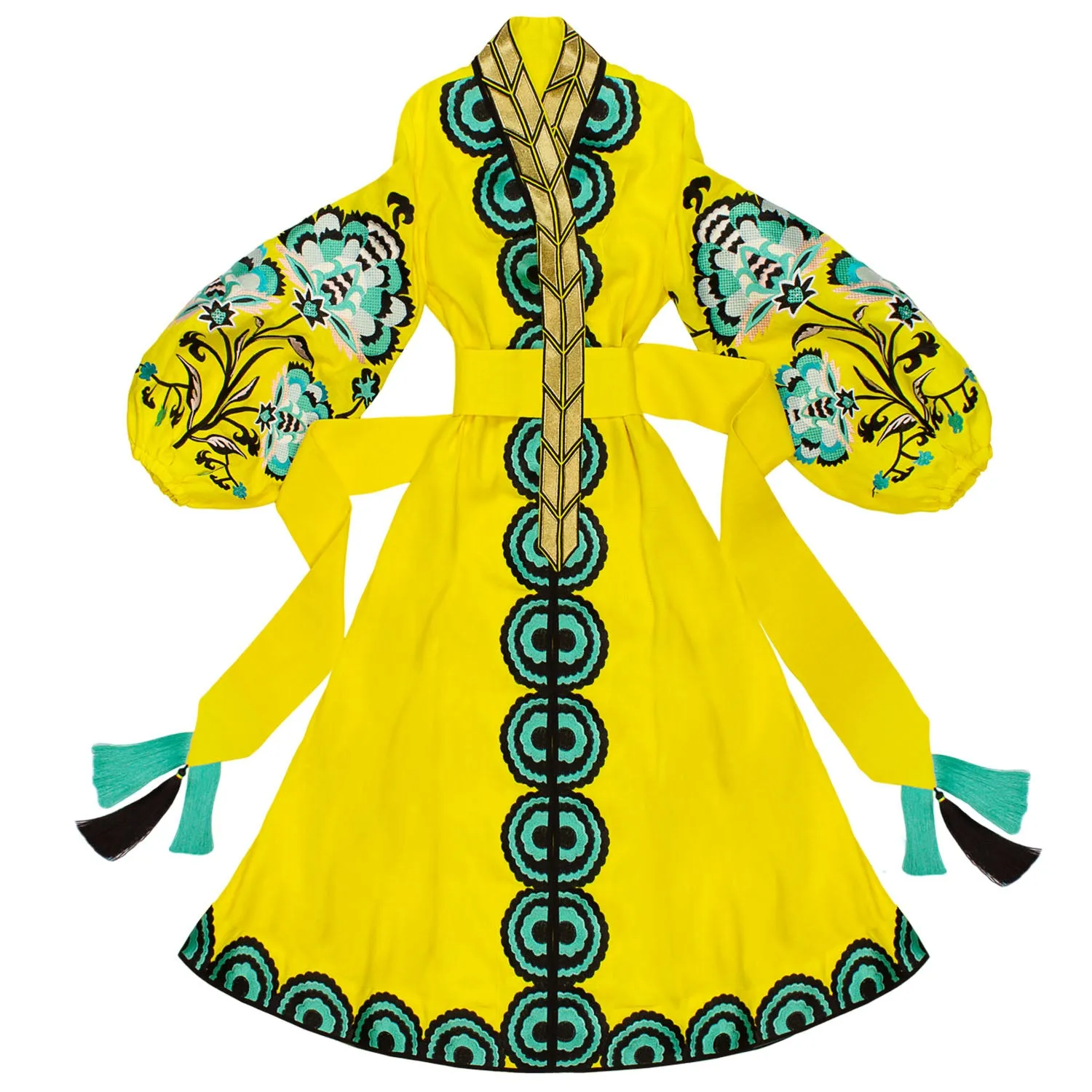 Yellow embroidered dress