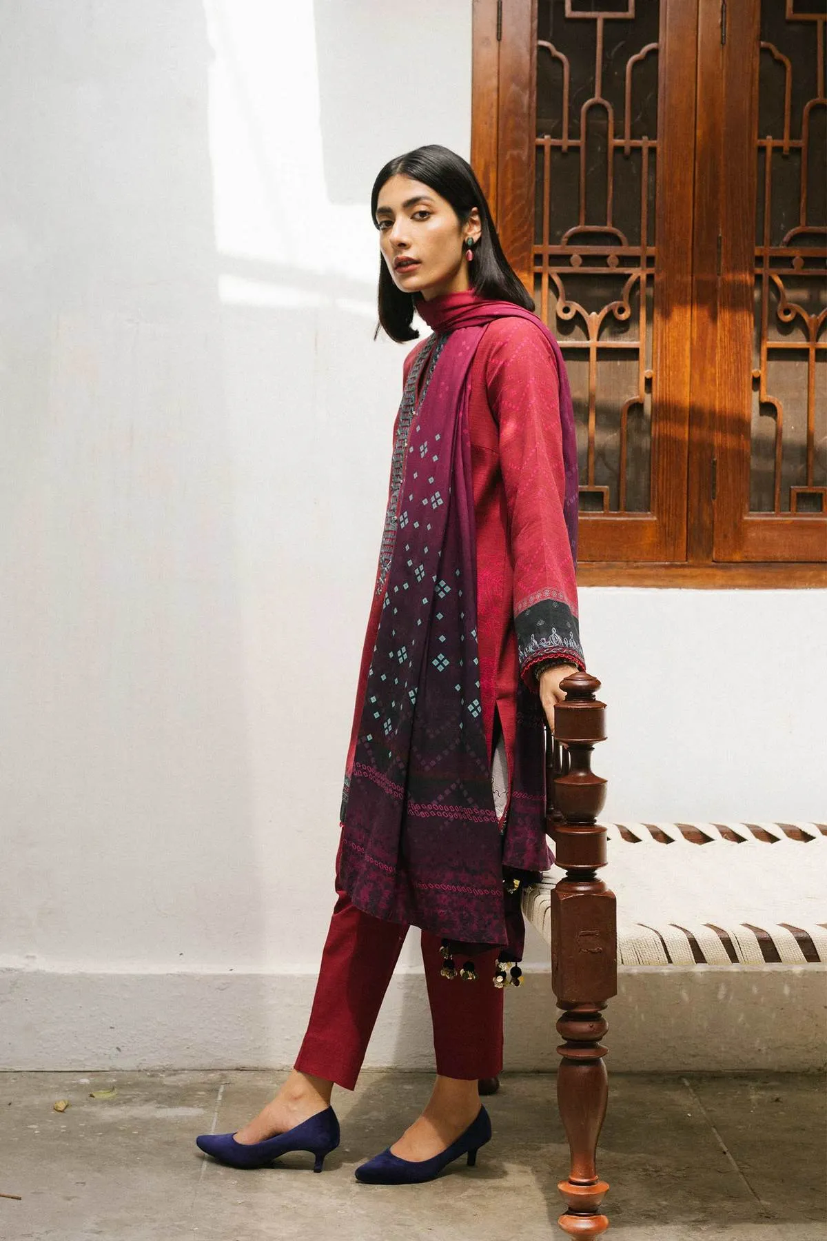 ZW21-2A |  Zara Shahjahan Coco Winter 2021 Collection | Unstitched Embroidered Khaddar Shirt
