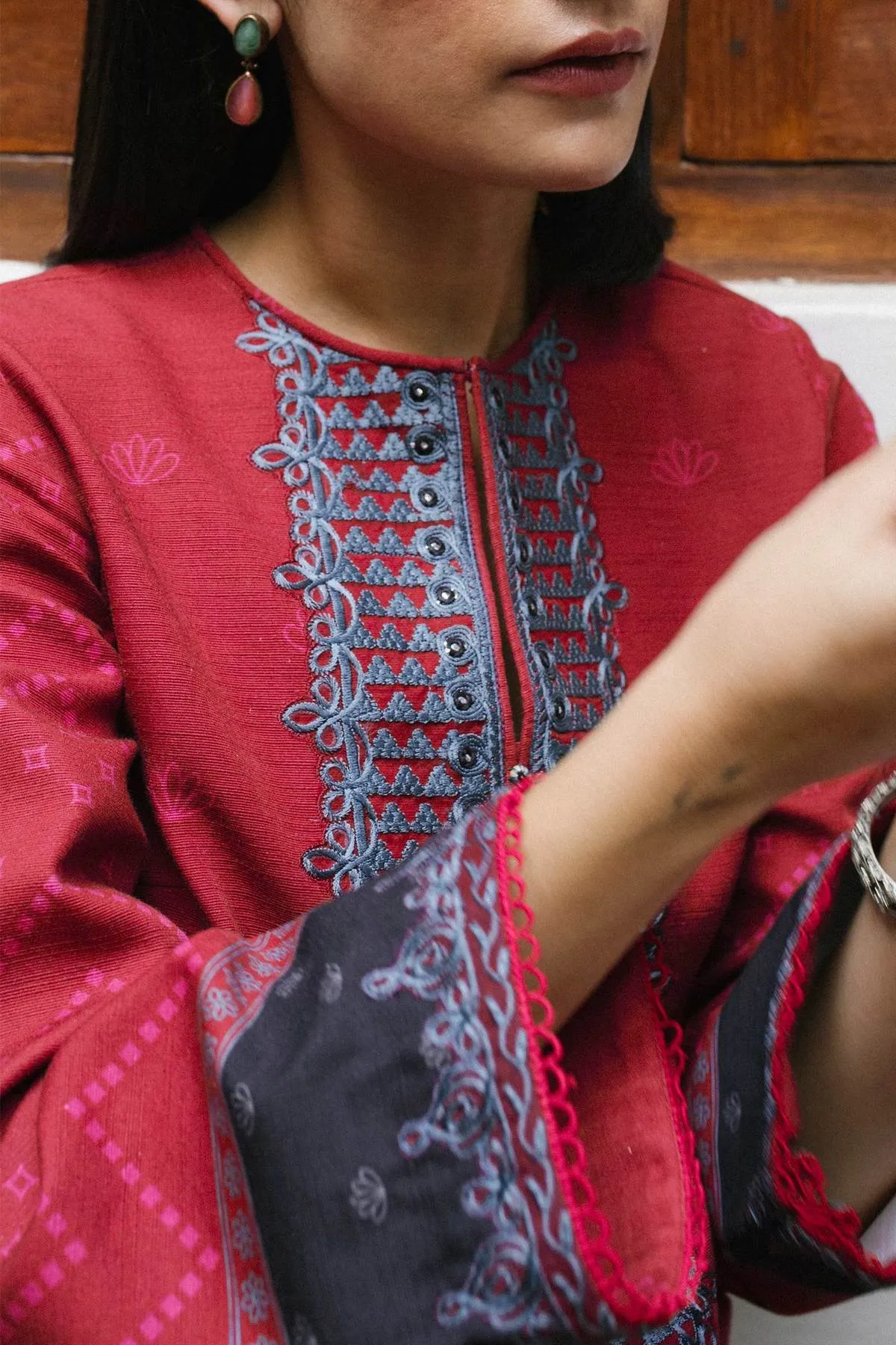 ZW21-2A |  Zara Shahjahan Coco Winter 2021 Collection | Unstitched Embroidered Khaddar Shirt